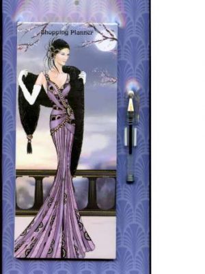 Art Deco Lady with Shawl Magnetic Shopping Planner with Pen