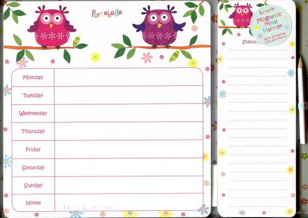 Portobello Magnetic Meal & Shopping Planner with pencil