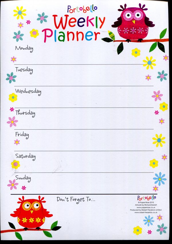 Portobello Owls A4 Weekly Planner