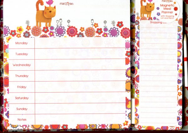 Marzipan Magnetic Meal & Shopping Planner with Pencil