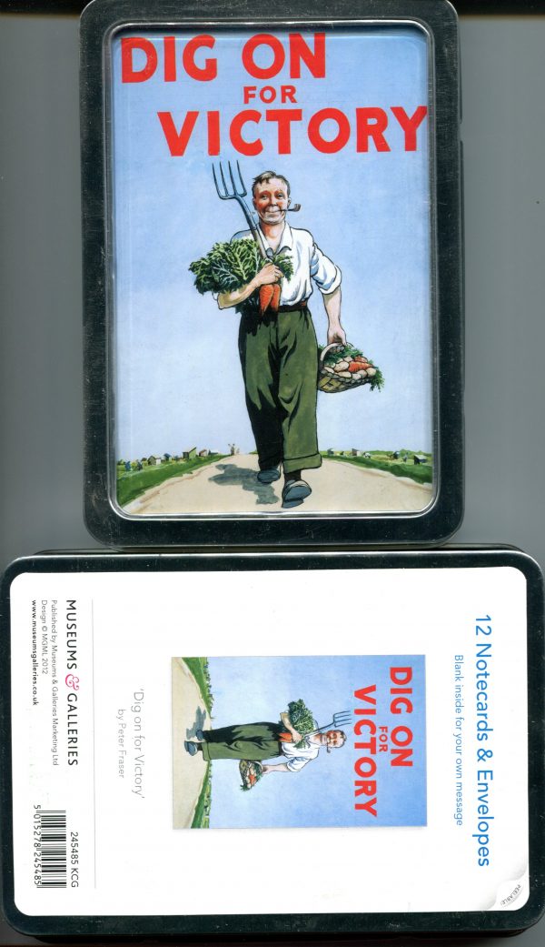Dig On for Victory 12 notecards and envelopes in tin