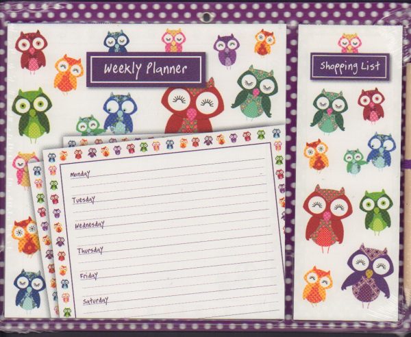 Owls Magnetic meal & shopping Planner