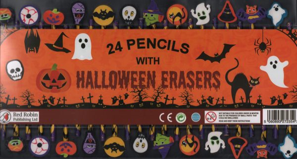 24 Pencils with Halloween Erasers
