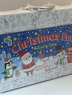 Bookoli - Christmas Fun Colour-in Carry Case | Gift Set for Children Aged 6-9 Years | Christmas Activity Book and Colouring-in