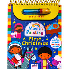 Bookoli Magic Painting - First Christmas - Mess Free Art for Kids - Stocking Filler Gifts - Water Painting - Includes Re-fillable Water Pen