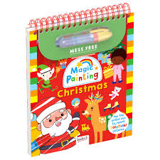 Bookoli Christmas Magic Painting - Mess Free Art for Kids - Stocking Filler Gifts - Water Painting - Includes Re-fillable Water Pen